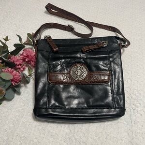 Giani Bernini Black & Brown Crossbody Organizer - Professional‎ ~ Soft Leather